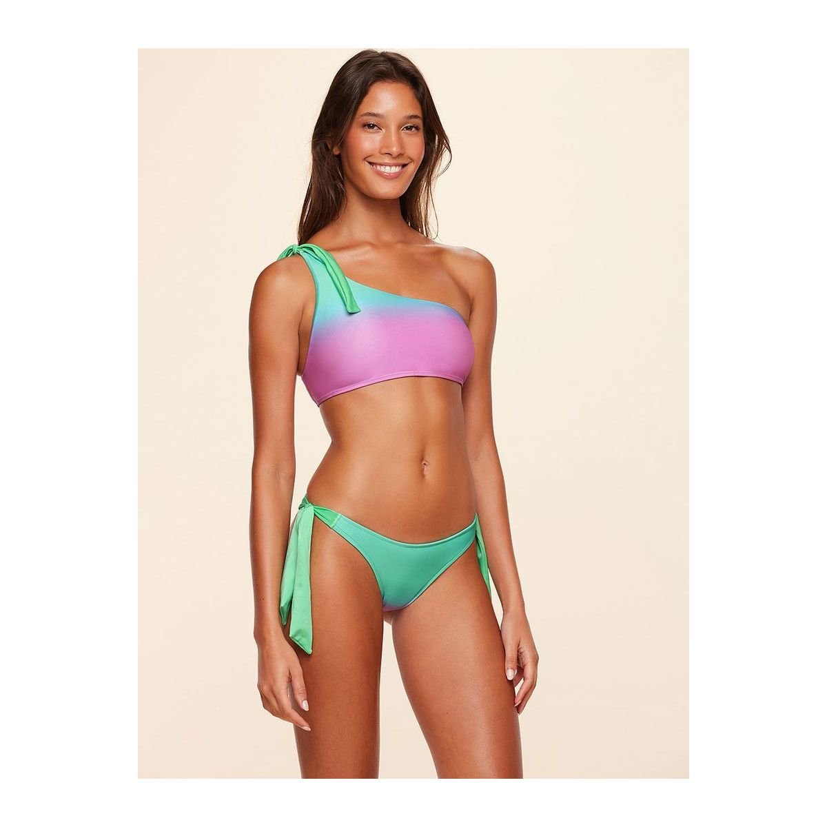 Biquíni Um Ombro Só Lisos Tie Dye - Água Doce