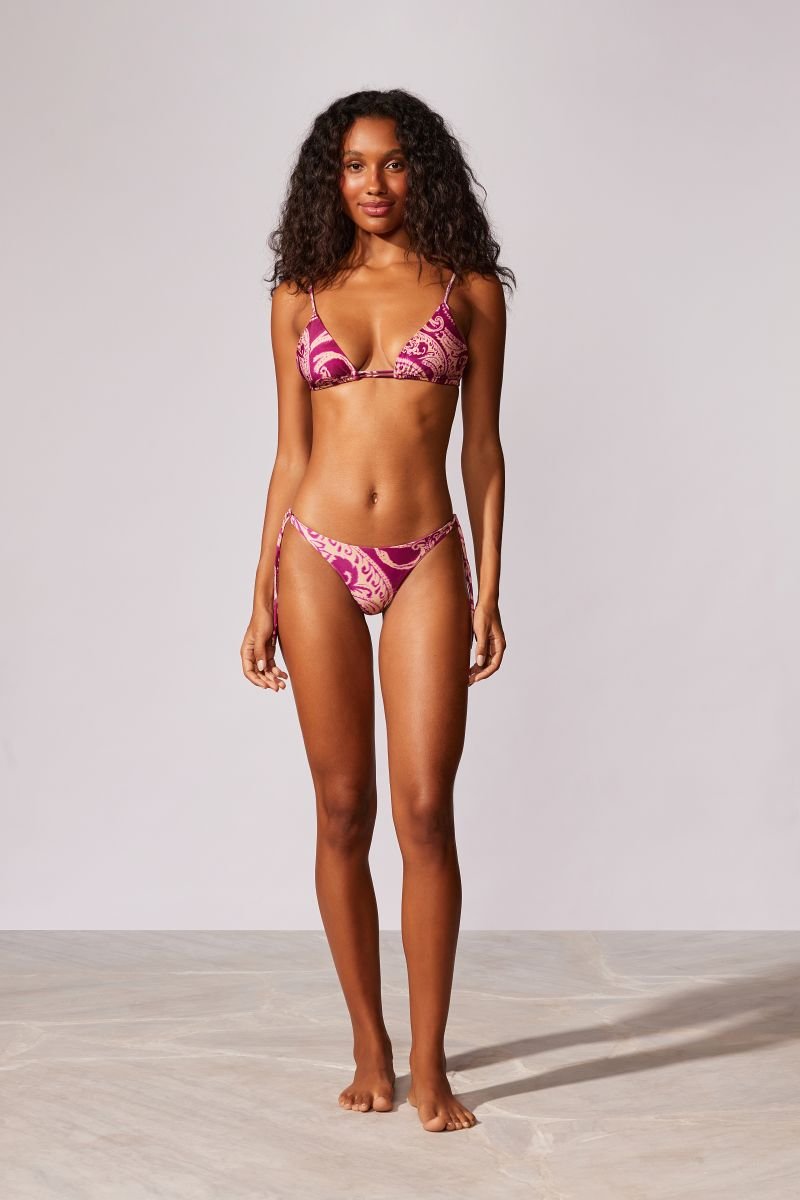 Biquíni Cortininha + Tanga Amarrada Provence - Cia Marítima - Rosa_Estampado