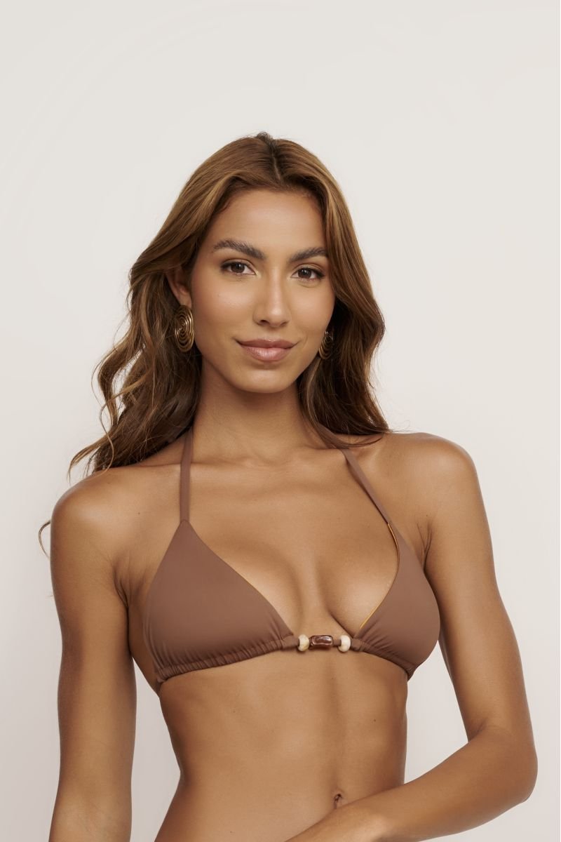 Biquíni Cortininha + Asa Delta Marrom/Mostarda Cais - Belles