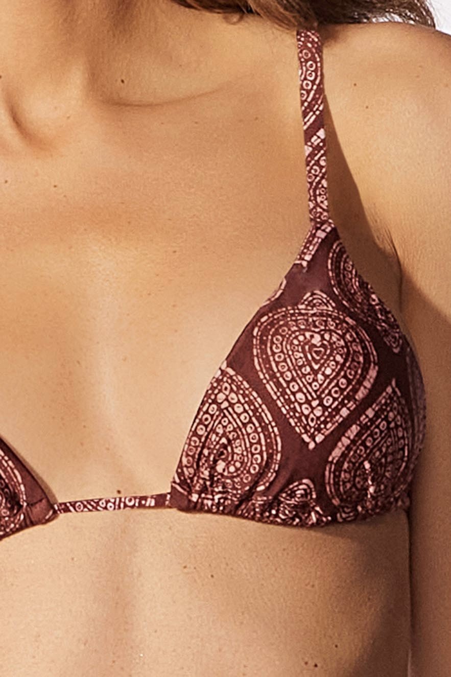 Biquíni Cortininha + Tanga Amarrar Estampada Boho - Cia Marítima