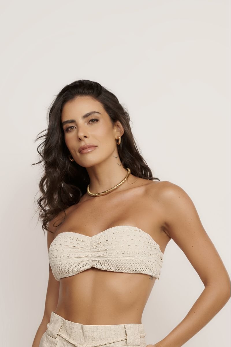 Biquíni Faixa + Lacinho Efeito Crochê Brisa Caruaru - Belles