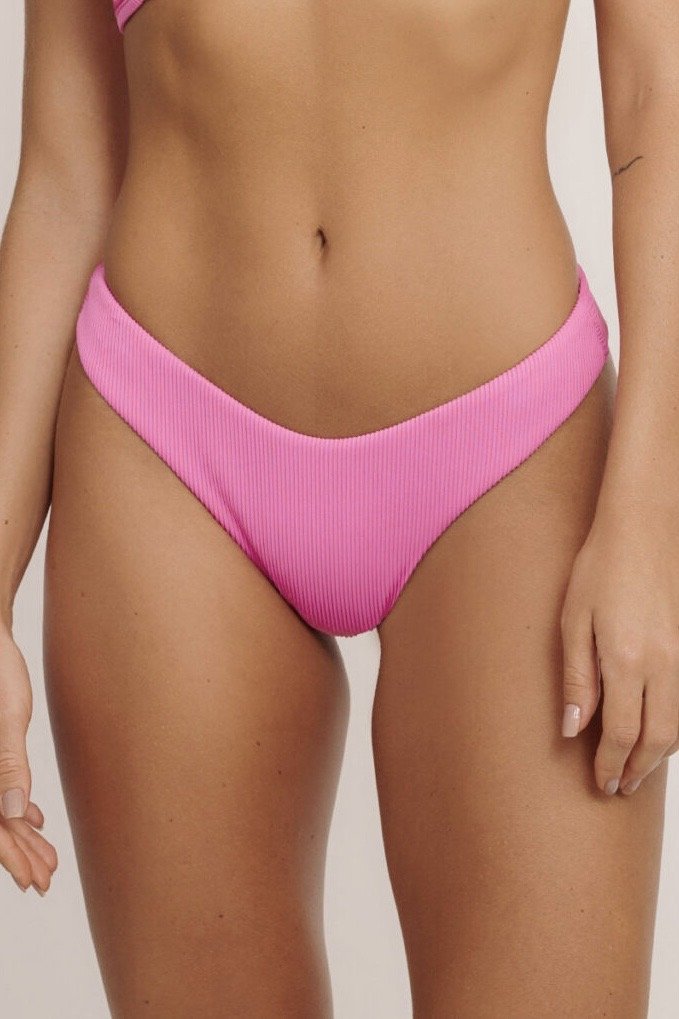 Biquíni Meia Taça + Asa Delta Canelado Rosa Alga - Belles