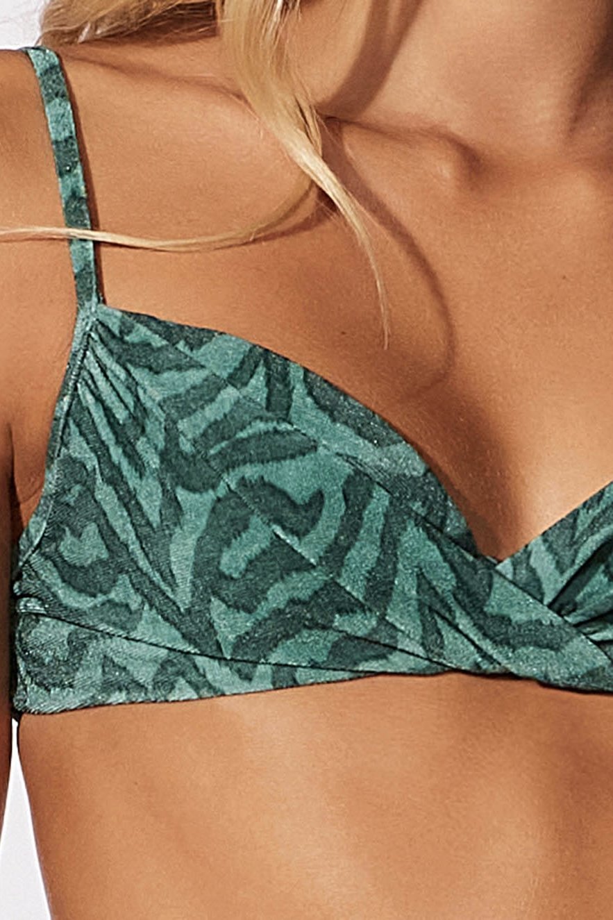 Biquíni Meia Taça + Tanga Faixa Estampada Natural - Cia Marítima