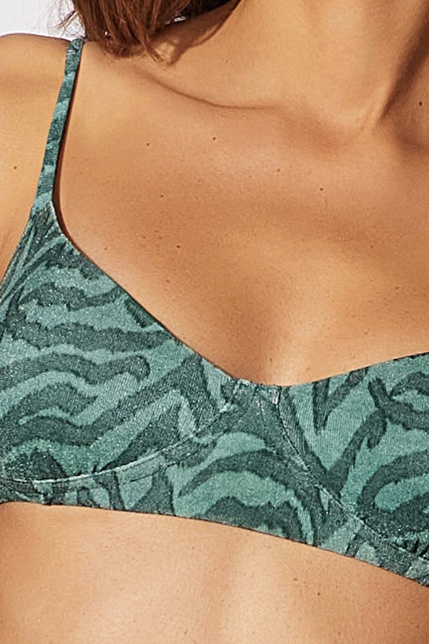 Biquíni Meia Taça + Tanga Média Estampada Natural - Cia Marítima