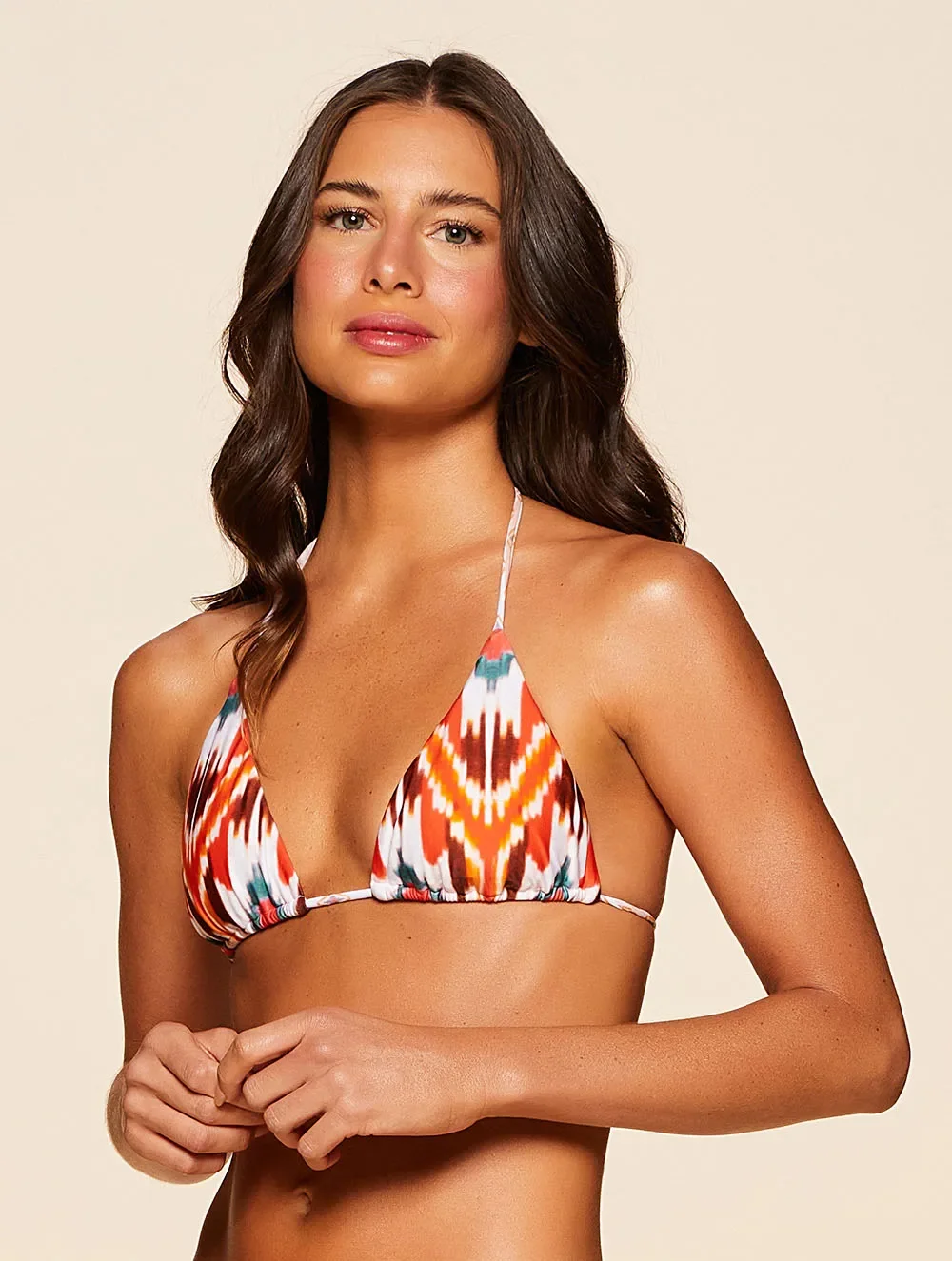 Biquíni Top Cortininha + Tanga Amarradinha Estampada Solanas - Cia Marítima