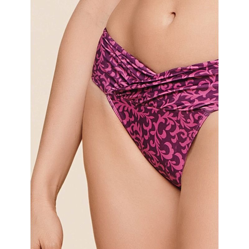 Biquíni Top Meia Taça Com Bojo Removível + Tanga Faixa Estampada Lovina - Cia Marítima