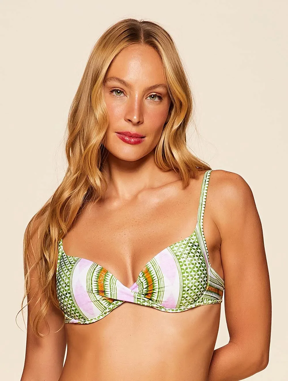 Biquíni Top Meia Taça + Tanga Lateral Larga Estampada Sólis - Cia Marítima