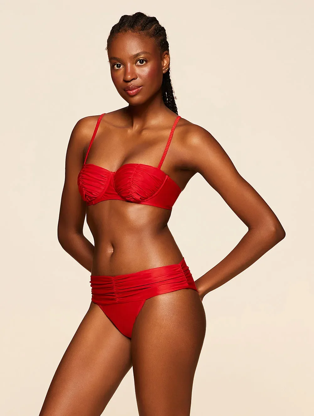 Biquíni Top Meia Taça + Tanga Lateral Larga Lisos Chica - Cia Marítima
