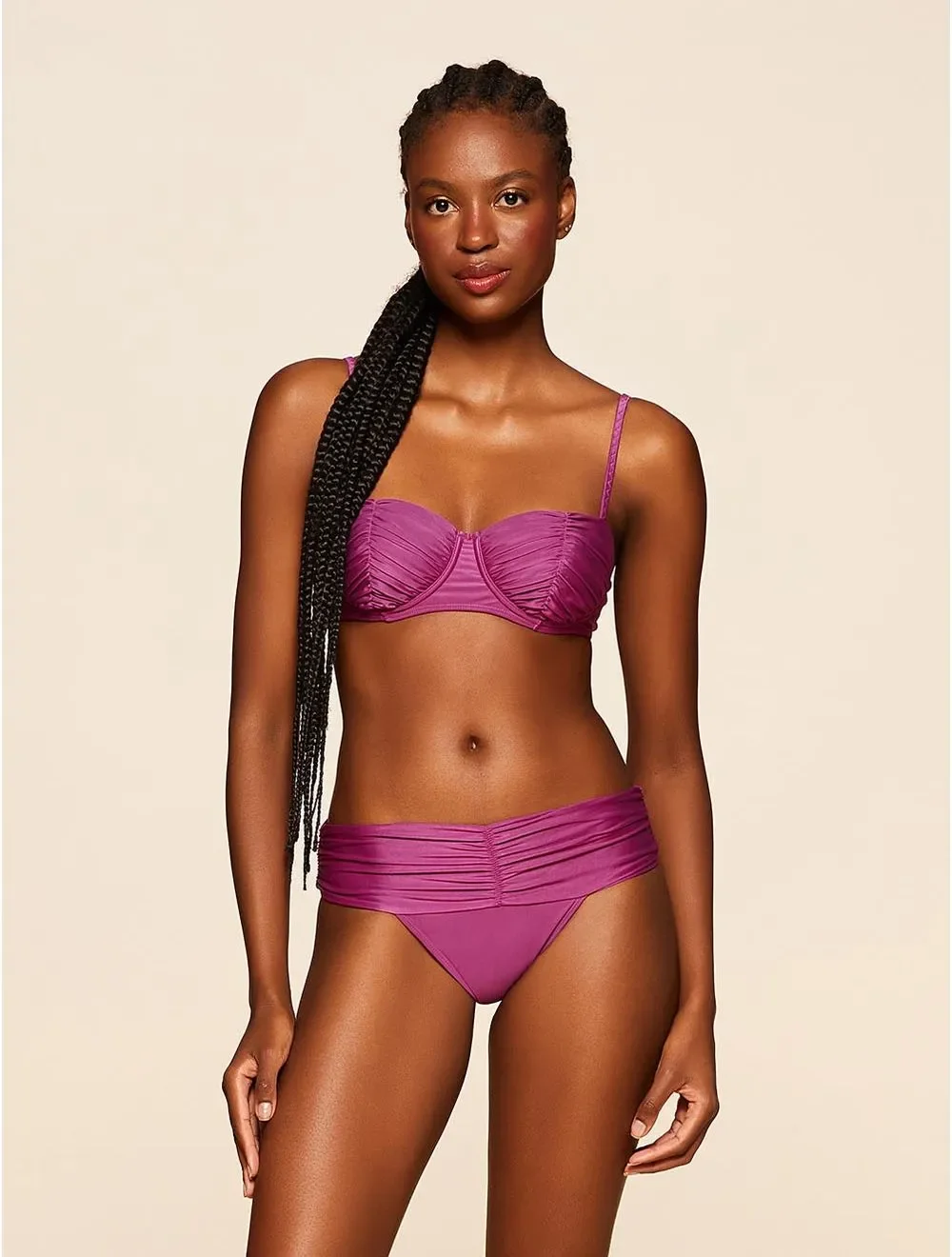 Biquíni Top Meia Taça + Tanga Lateral Larga Lisos Guapa - Cia Marítima