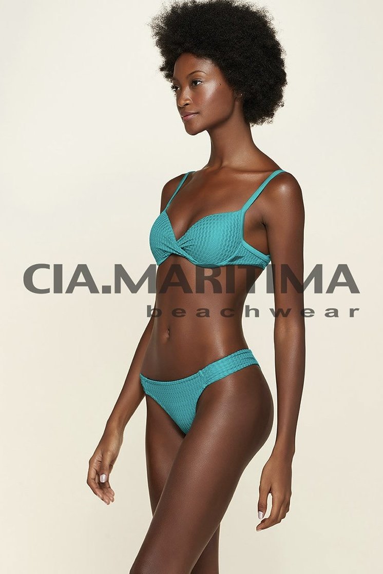 Biquíni Top Meia Taça + Tanga Média Liso Embu - Cia Marítima - Verde_Jade