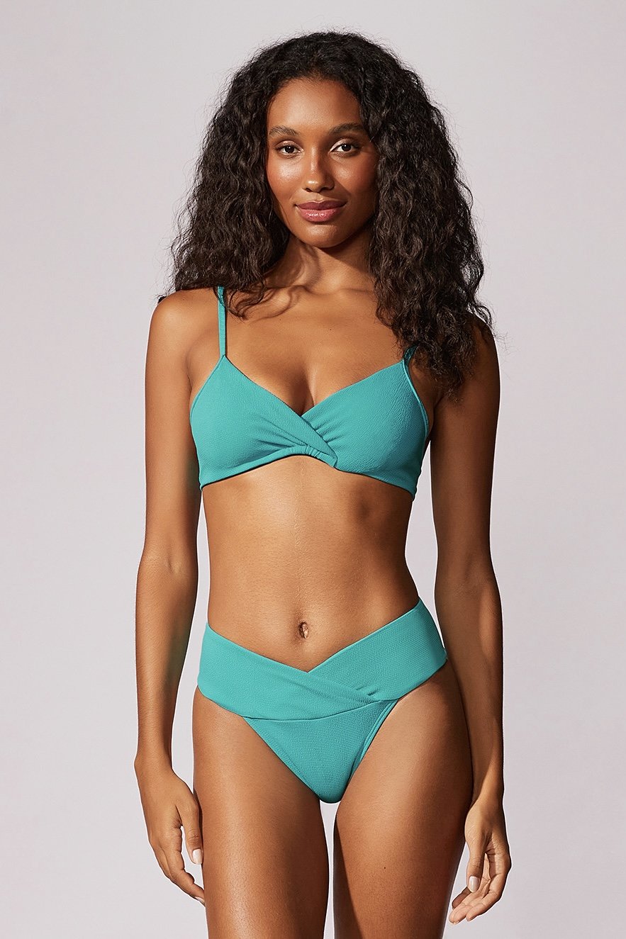 Biquíni Top Meia Taça + Tanga Faixa Lisos Saint Tropez - Cia Marítima - Azul_Turquesa