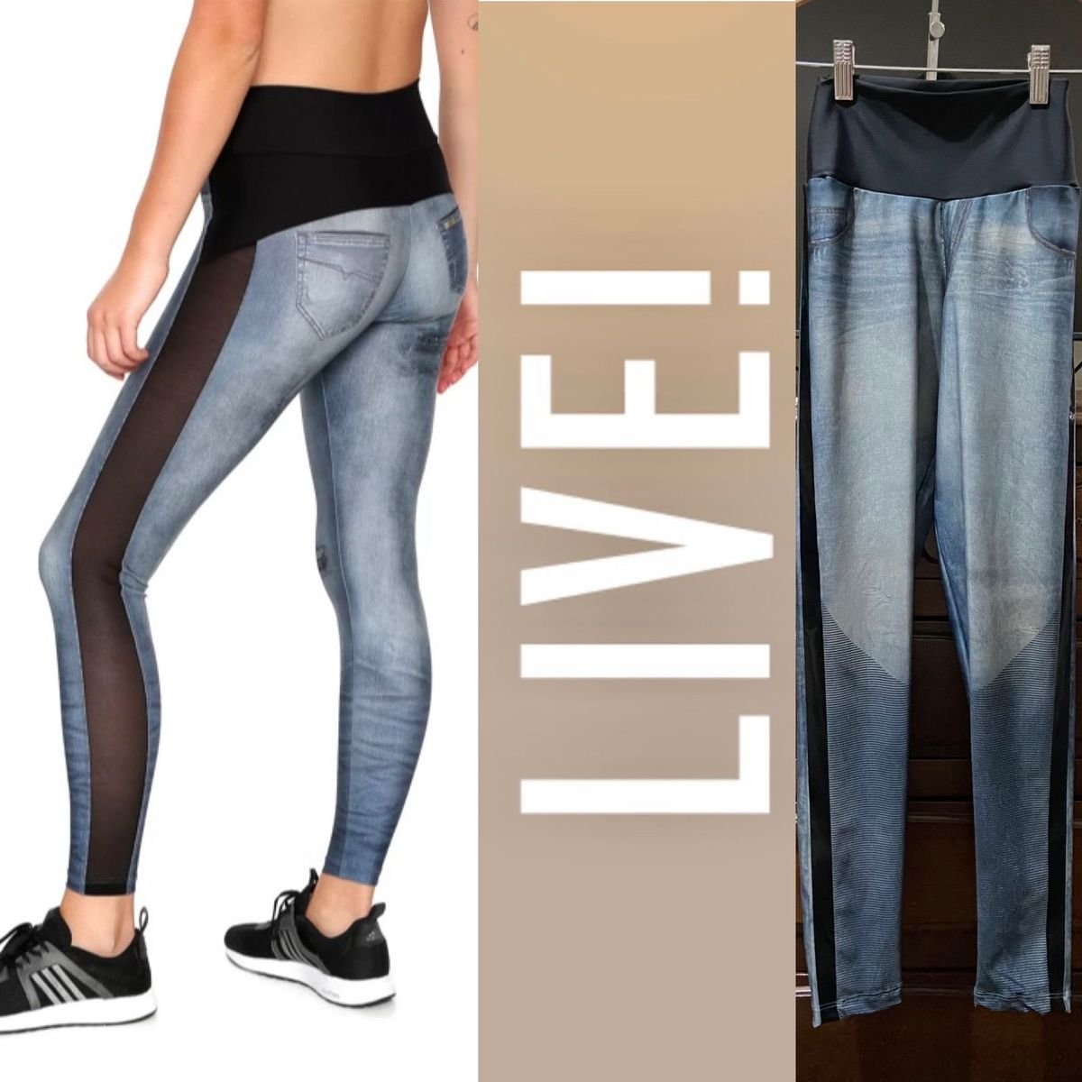 Calça Legging Denim Cool Stripe - Live!