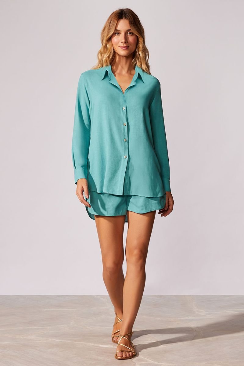 Camisa com Linho Lisos Nice - Cia Marítima - Verde