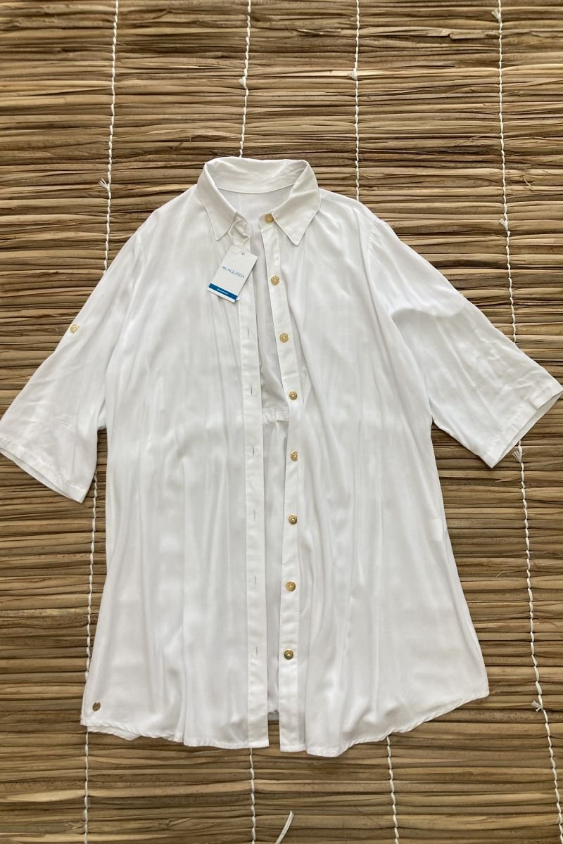 Camisa com Manga 3/4 Lisa - Aquária - Branco