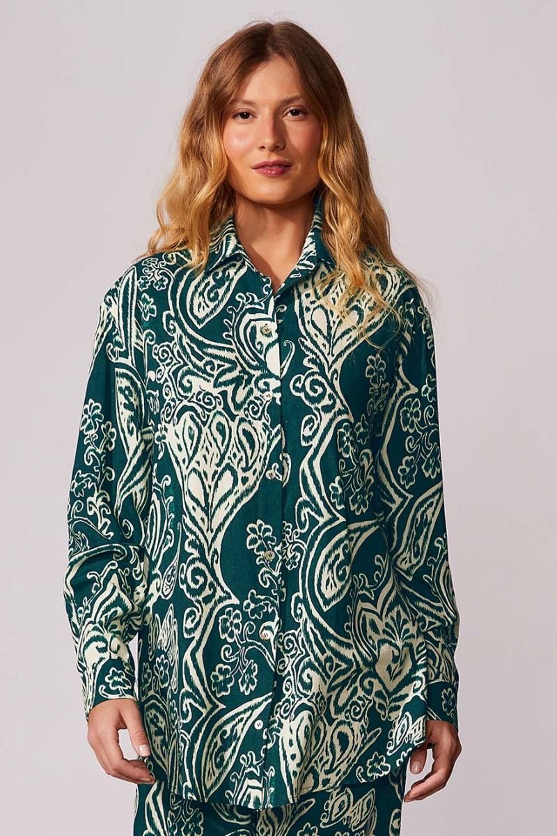 Camisa Estampada Antibes - Cia Marítima - Verde_Estampado