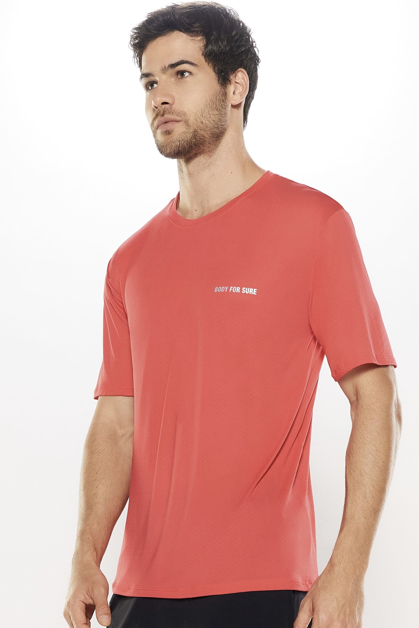 Camiseta Manga Curta Lisa Duo Essentials Masculino - Body For Sure - Vermelho
