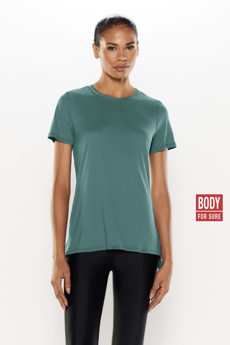 Camiseta Manga Curta Lisa Essentials Comprida - Body For Sure - Verde_Petróleo