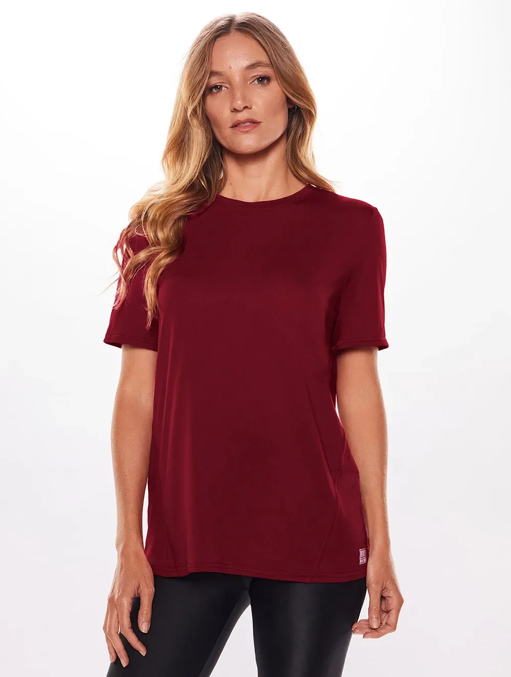 Camiseta Manga Curta Lisa Essentials Trançadeira - Body For Sure - Bordô_Carmim