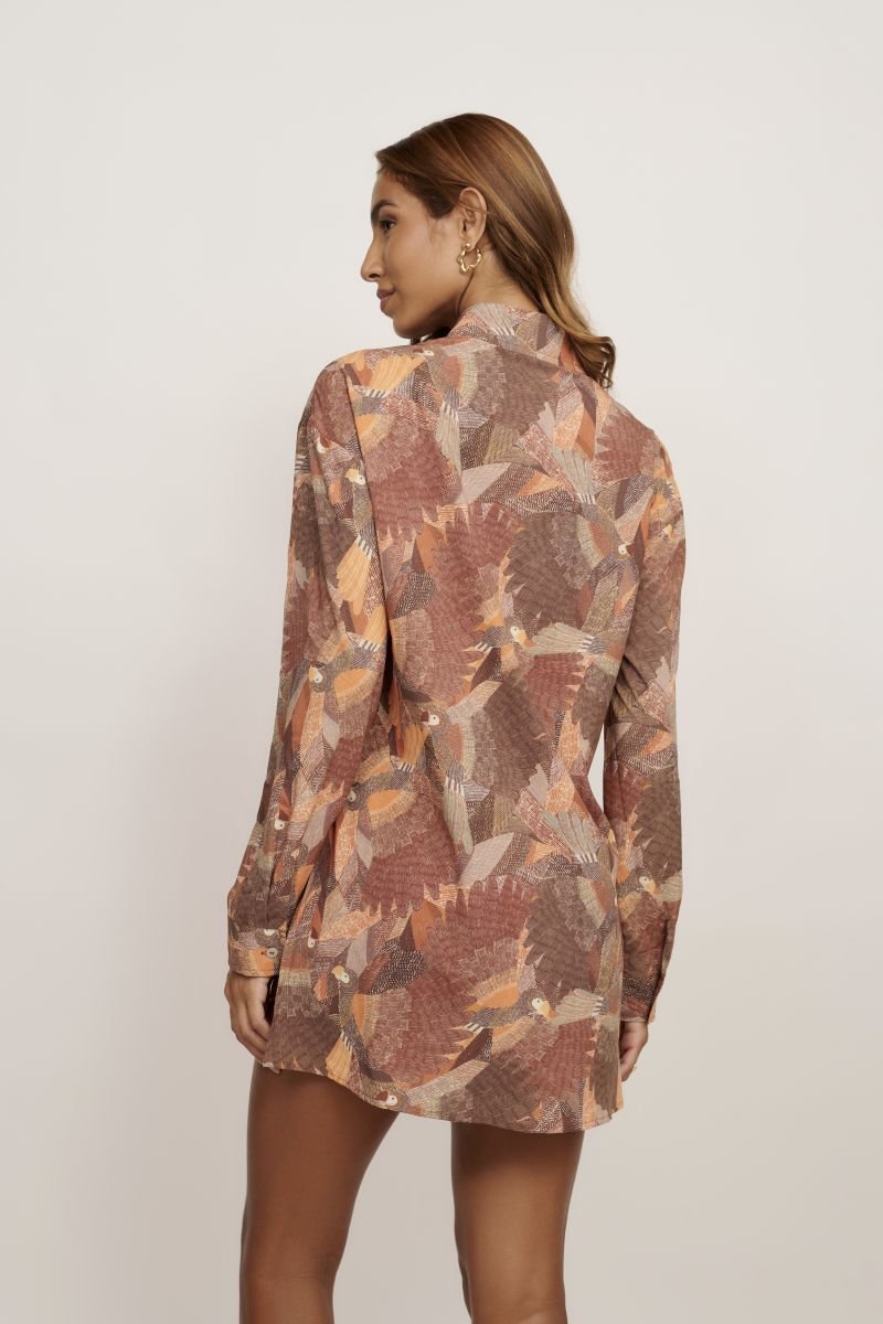 Chemise Mangas Longas Estampa Costa Arara - Belles