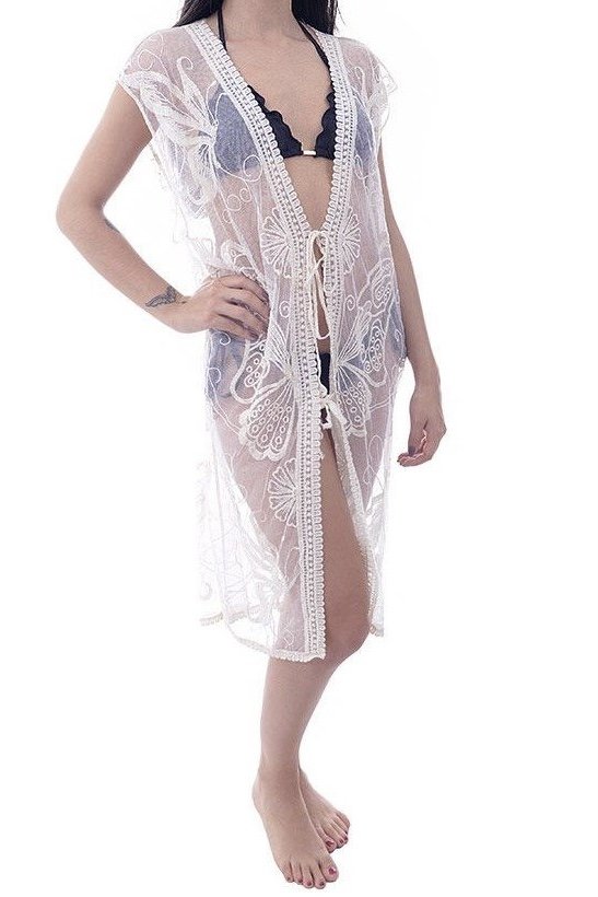 Colete Tule Bordado Borboleta - SB - Off_White