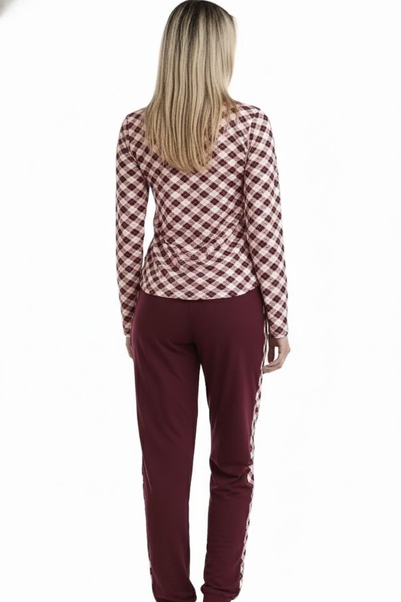 Conjunto Pijama Calça Xadrez Vinho - Clér