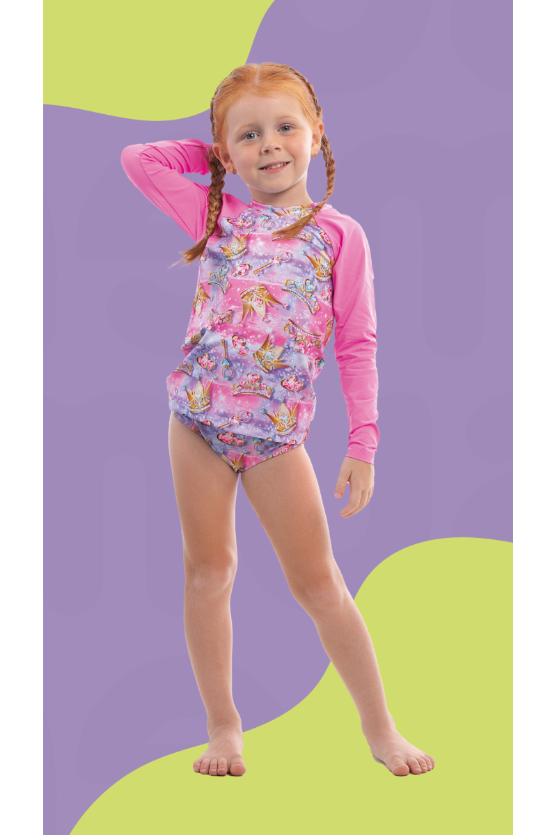 Conjunto Teen Blusa UV50+ Estampada com Tanga - Ceci