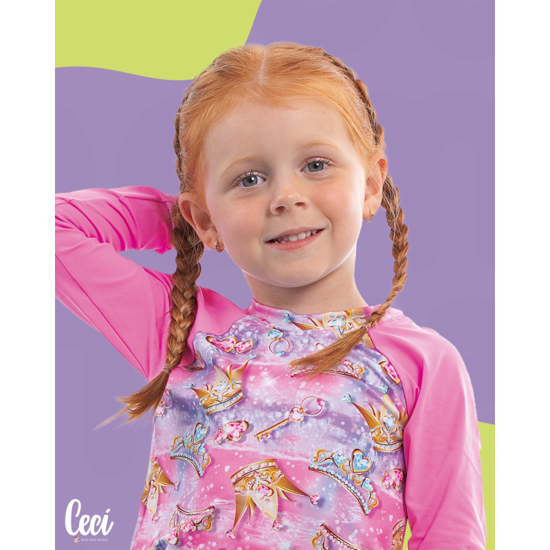 Conjunto Teen Blusa UV50+ Estampada com Tanga - Ceci
