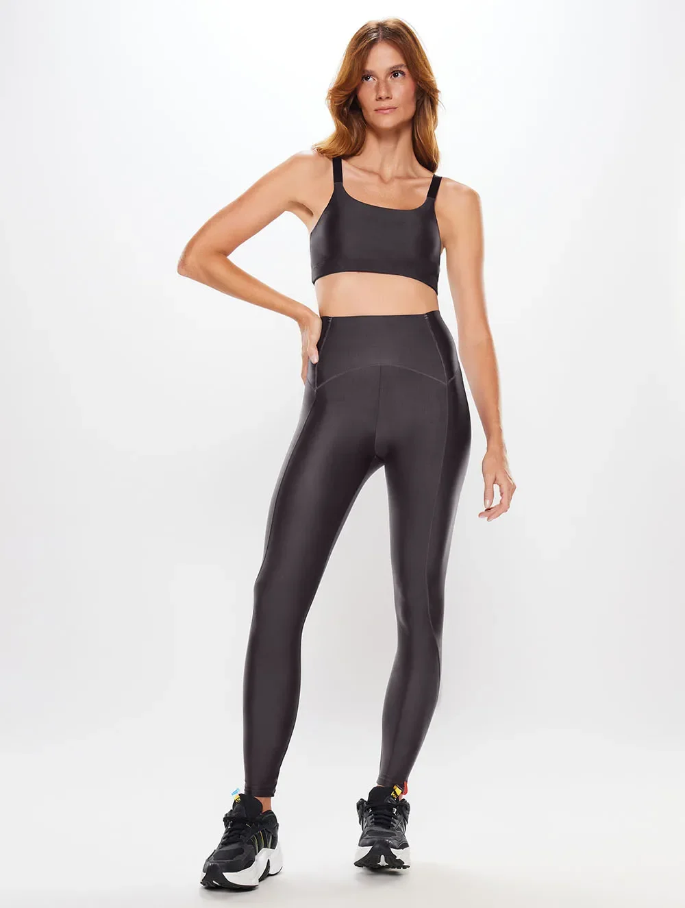 Conjunto Top com Regulagem + Calça Legging Lisa Basic - Body For Sure