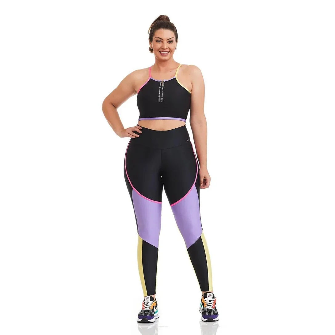 Conjunto Top Cropped e Calça Legging Atletika Colors - Caju Brasil