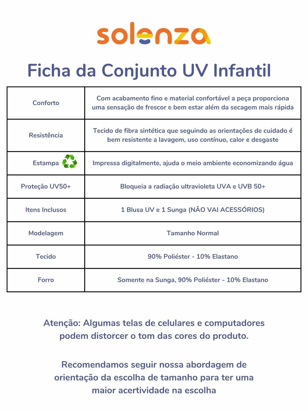 Conjunto UV Masculino InfantoJuvenil Palmeira Azul - Solenza