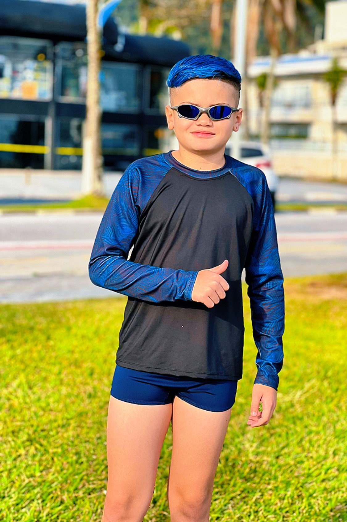 Conjunto UV Masculino InfantoJuvenil Palmeira Azul - Solenza