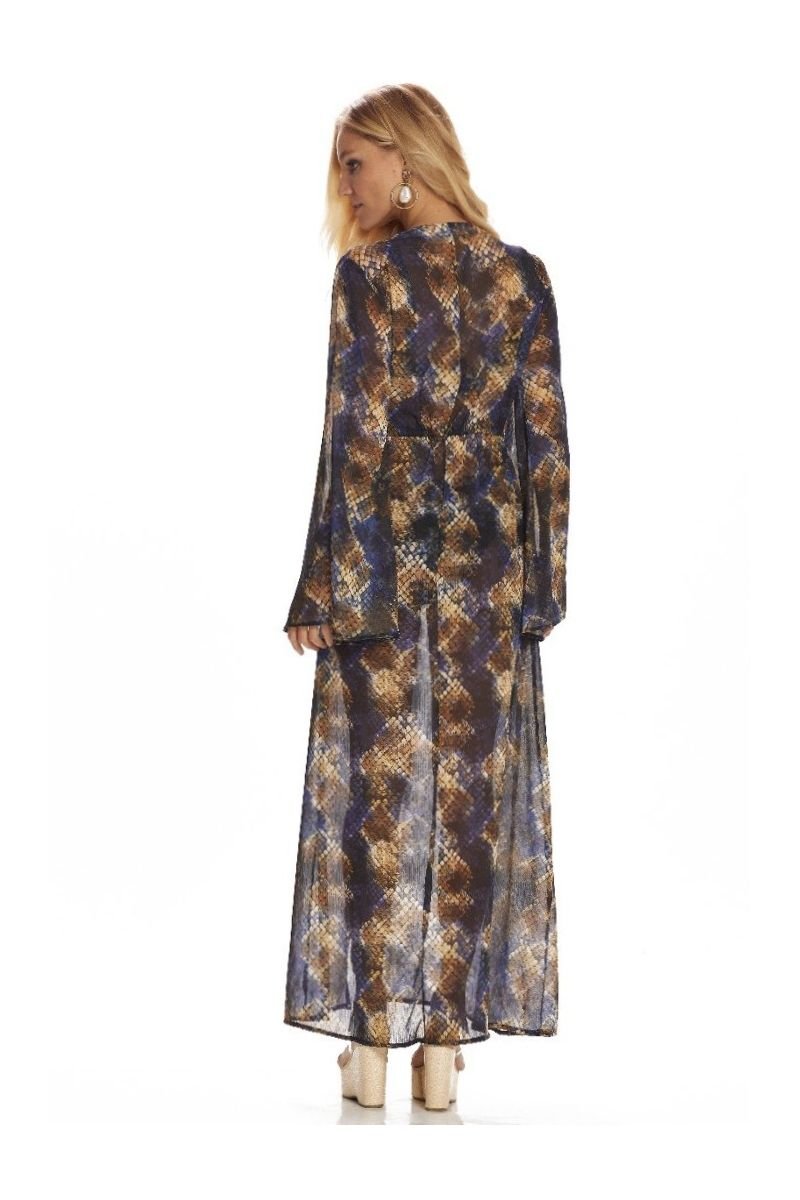 Kaftan Vestido luxo transparência pele futurista - Aquária