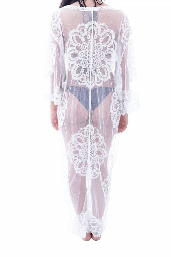 Kimono em Tule Bordado Mandala - SB