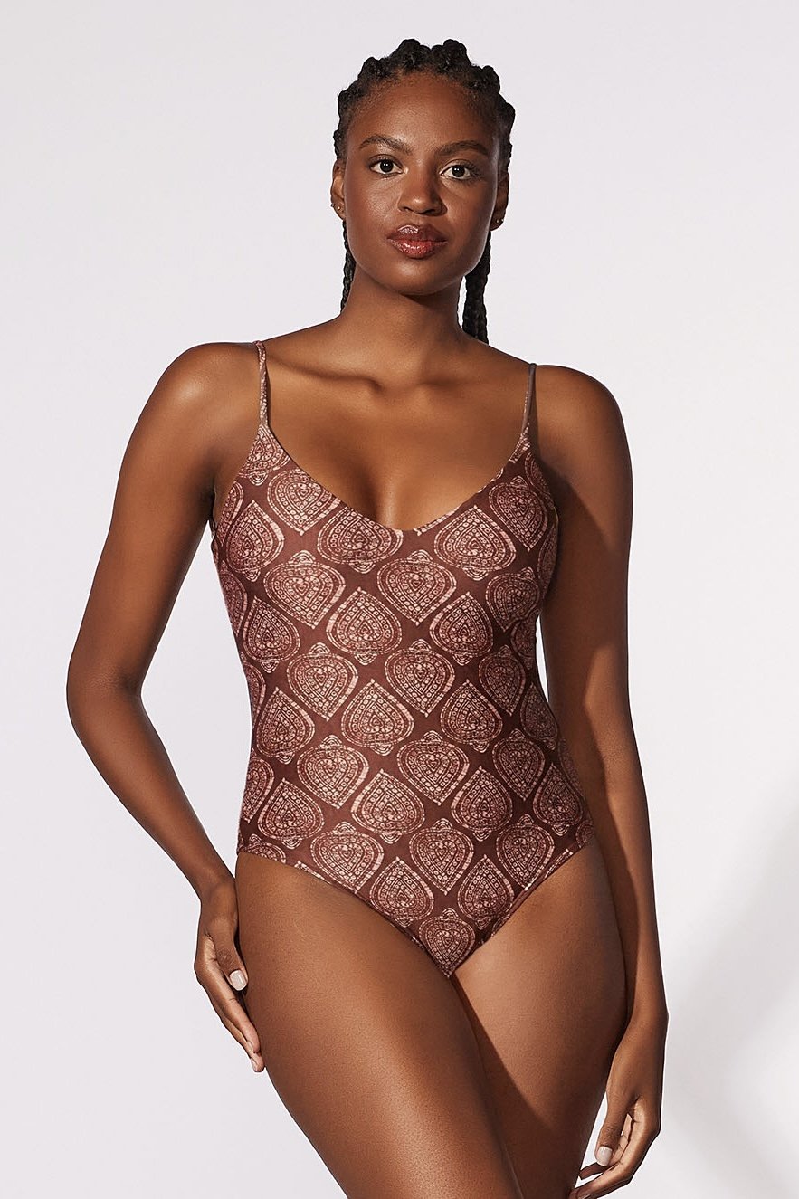 Maiô Básico Estampado Boho - Cia Marítima - Vermelho_Estampado