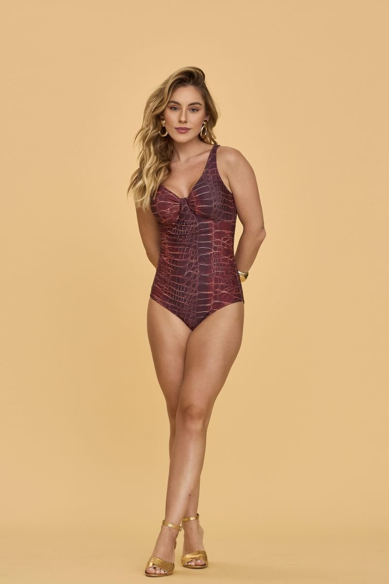 Maiô Confort De Compressão Croco - Aquária - Vermelho_Estampado