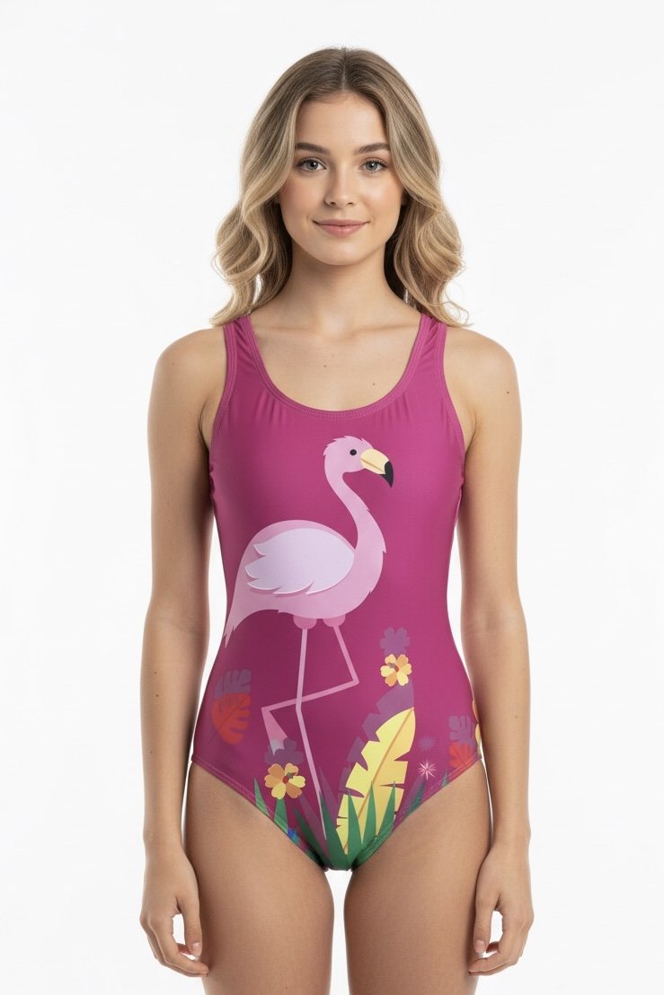 Maiô Estampado Infantil - Queda D'Água - Rosa