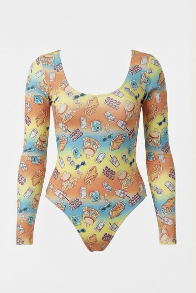 Maiô Teen Manga Longa Decote U Nas Costas - Ceci