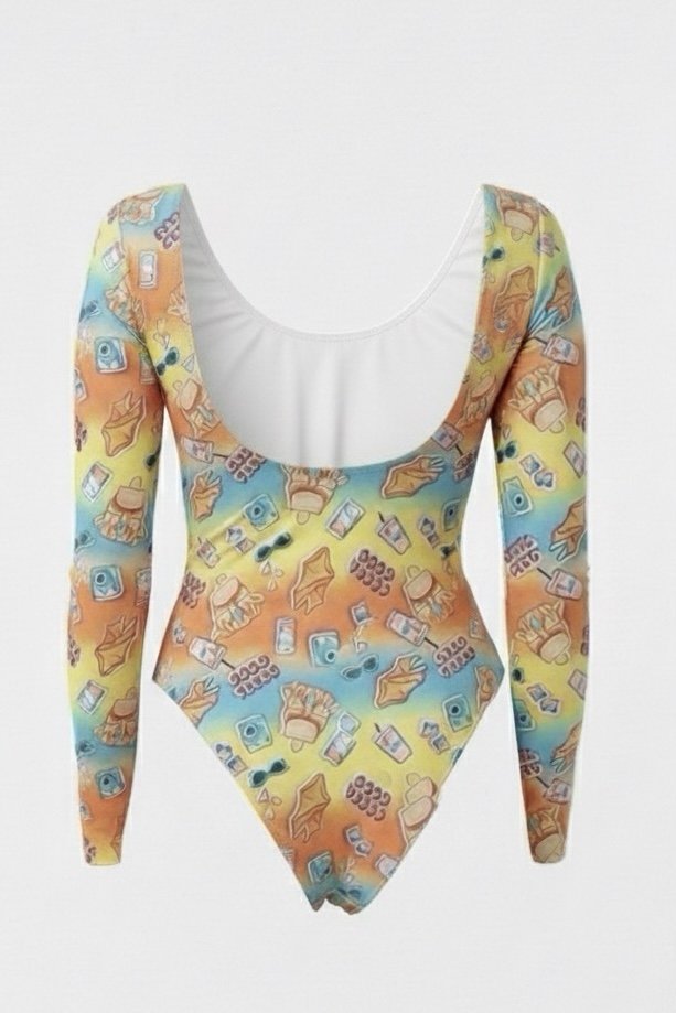 Maiô Teen Manga Longa Decote U Nas Costas - Ceci