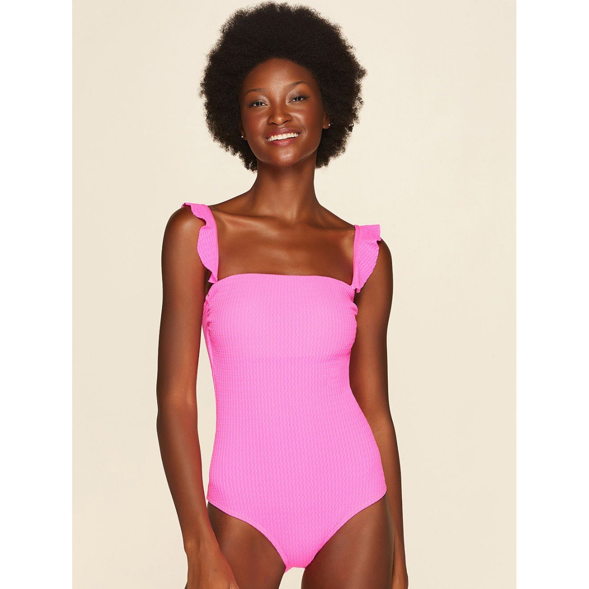 Maiô Tomara que Caia com Babado Liso Embu - Cia Marítima - Rosa_Pink_Flúor