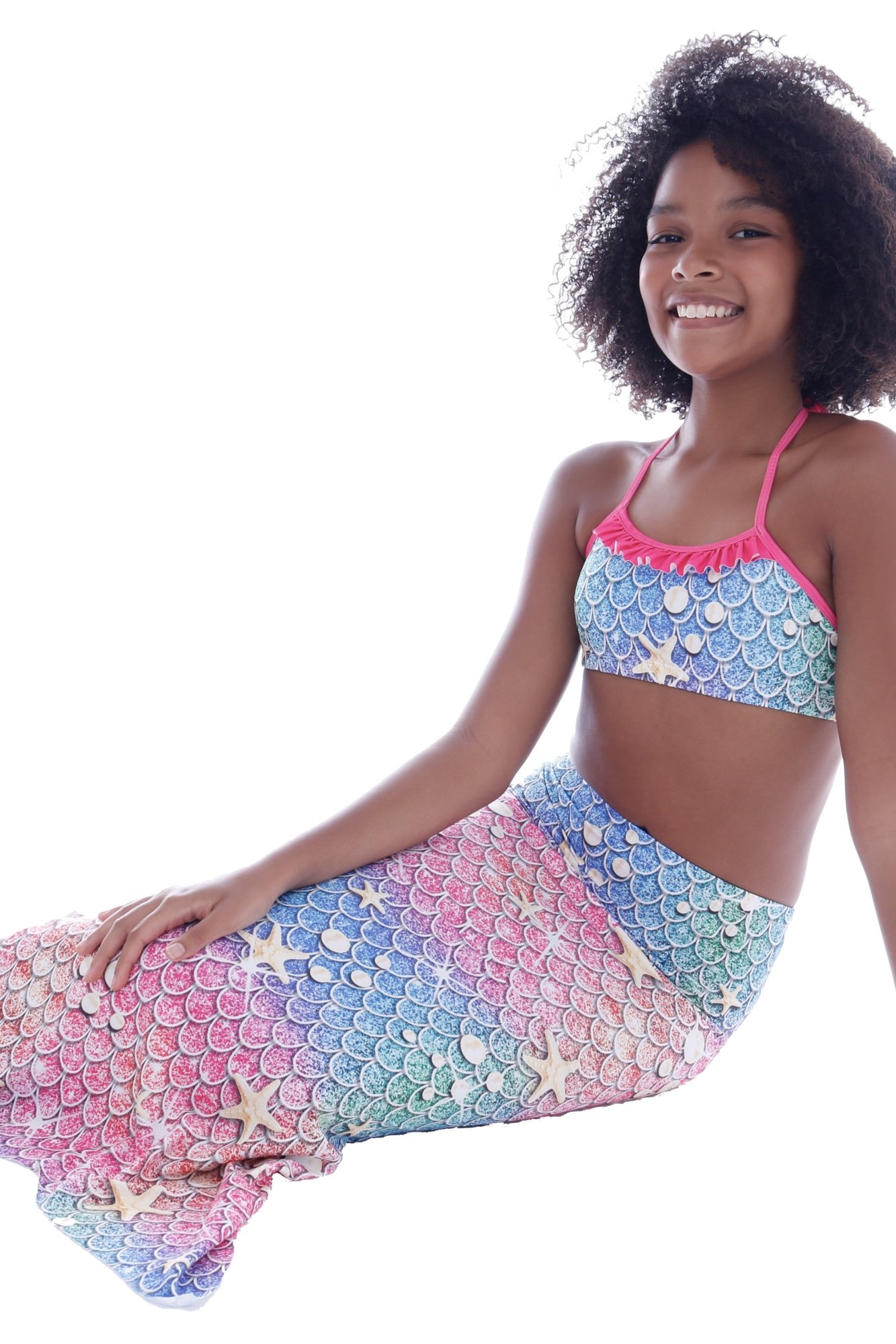 Saída Cauda de Sereia Infantil e Juvenil com Scrunchie - Ceci