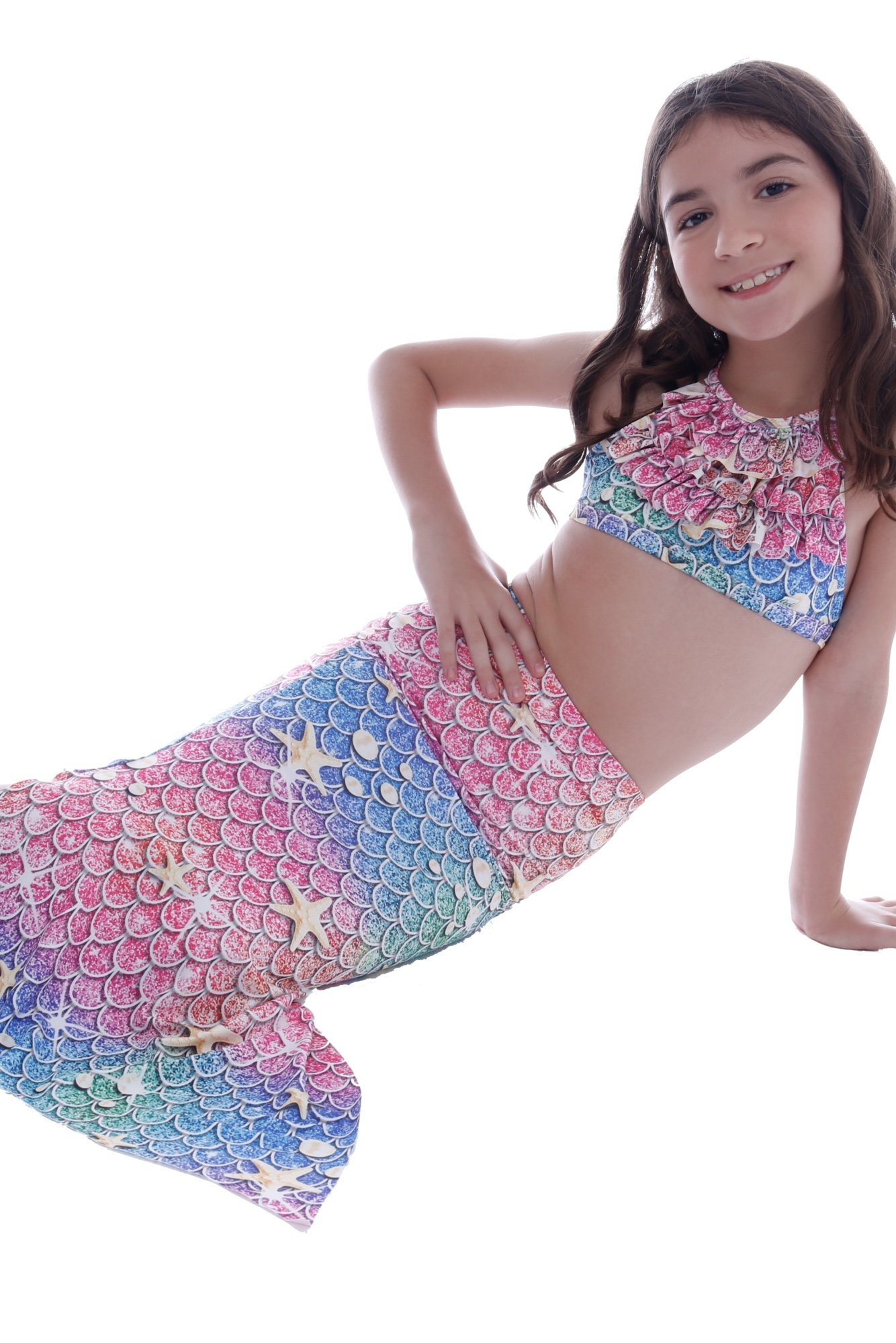 Saída Cauda de Sereia Infantil e Juvenil com Scrunchie - Ceci