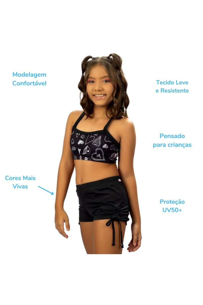 Short Teen com Proteção UV50 e Detalhes na Lateral - Solenza