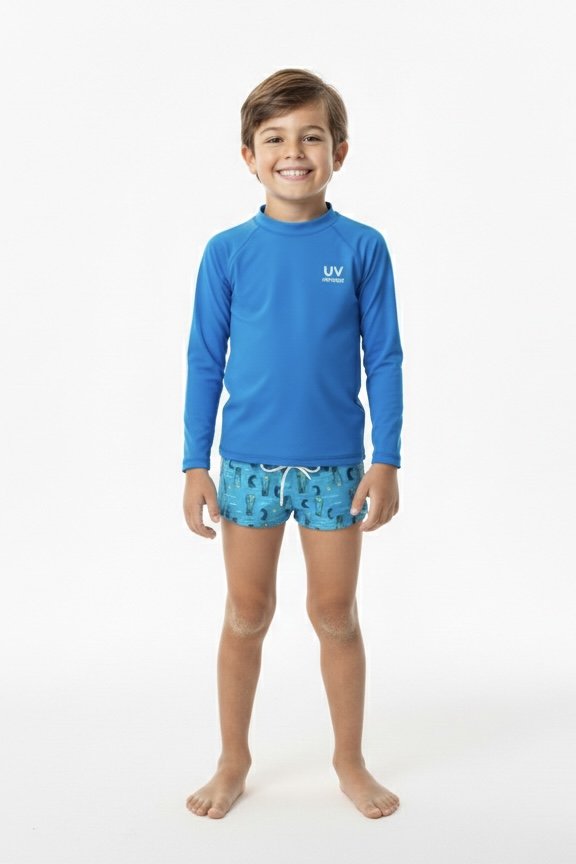 Sungão Boxer Lycra Infantil - Queda D'Água - Azul_Claro_Estampado