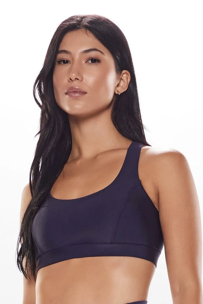 Top Alça Cruzada Liso 360 - Body For Sure - Azul_Escuro_Marinho