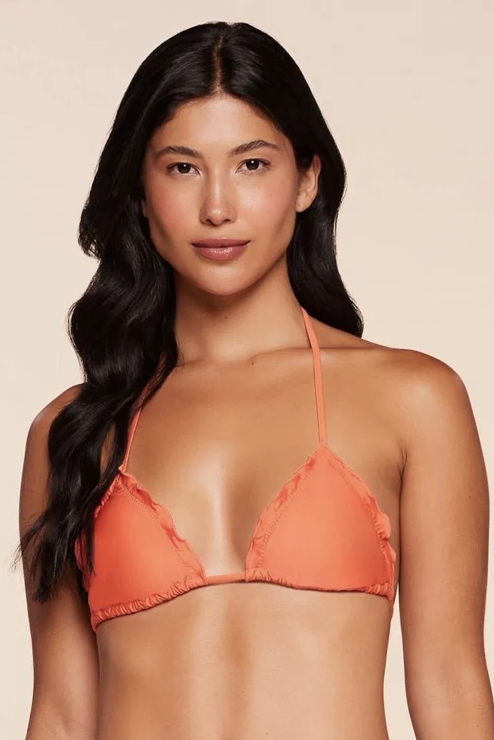 Top Cortininha Ruffle Lisos - Água Doce - Laranja