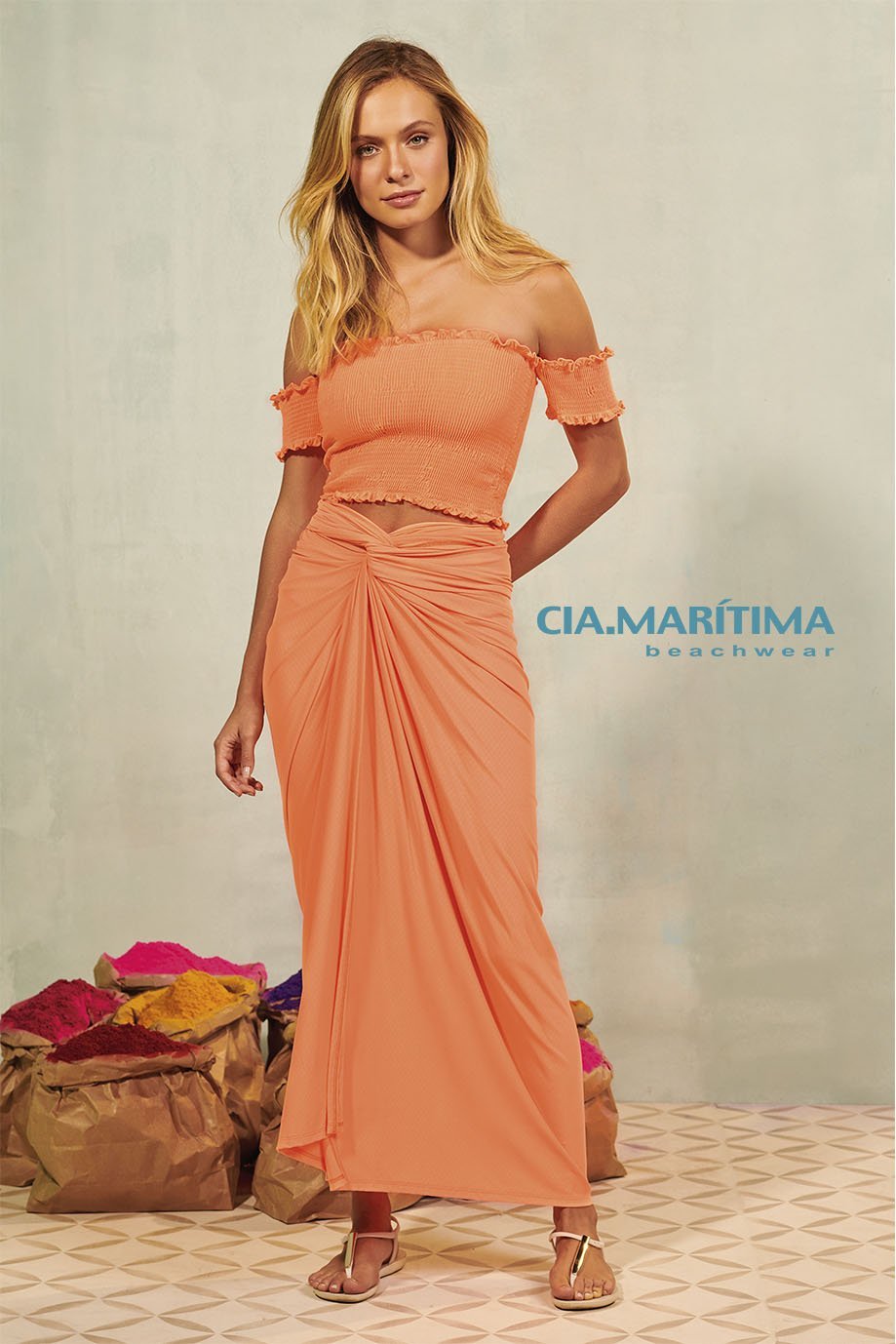 Top Cropped Lastex Liso - Cia Marítima