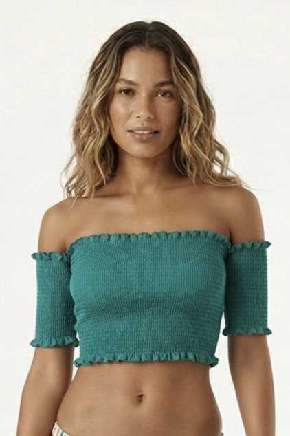Top Cropped Lastex Liso - Cia Marítima - Verde_Jade