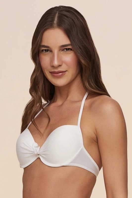 Top Meia Taça Com Nó Lisos - Água Doce - Branco
