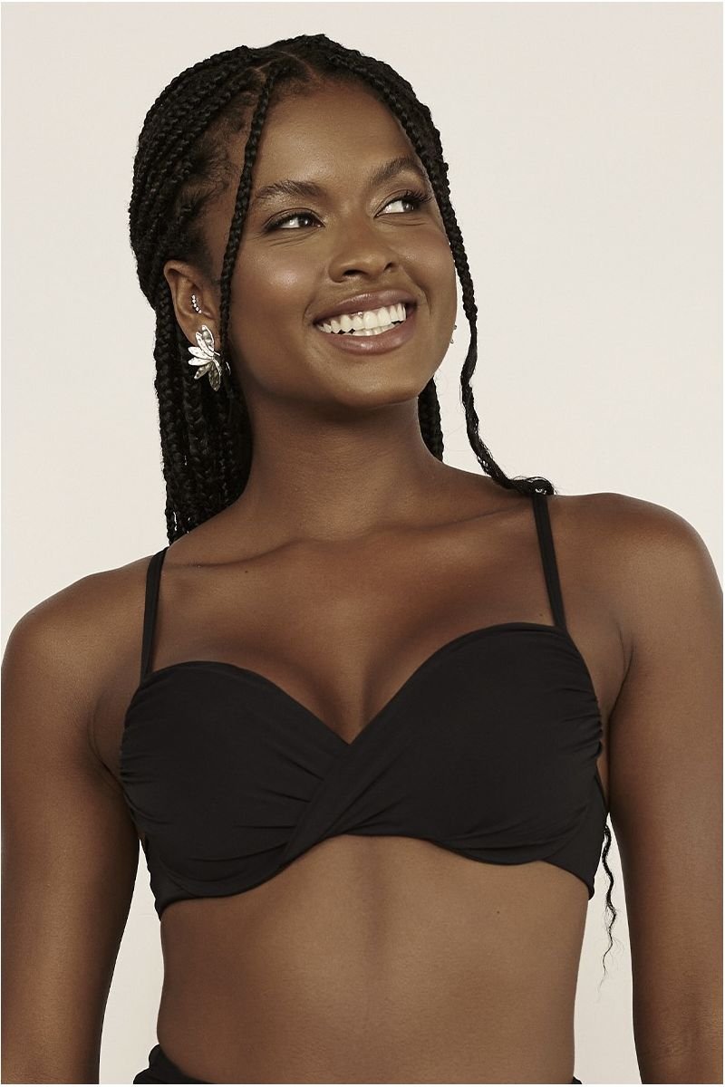 Top Meia Taça Drapeado Classic - Belles - Preto