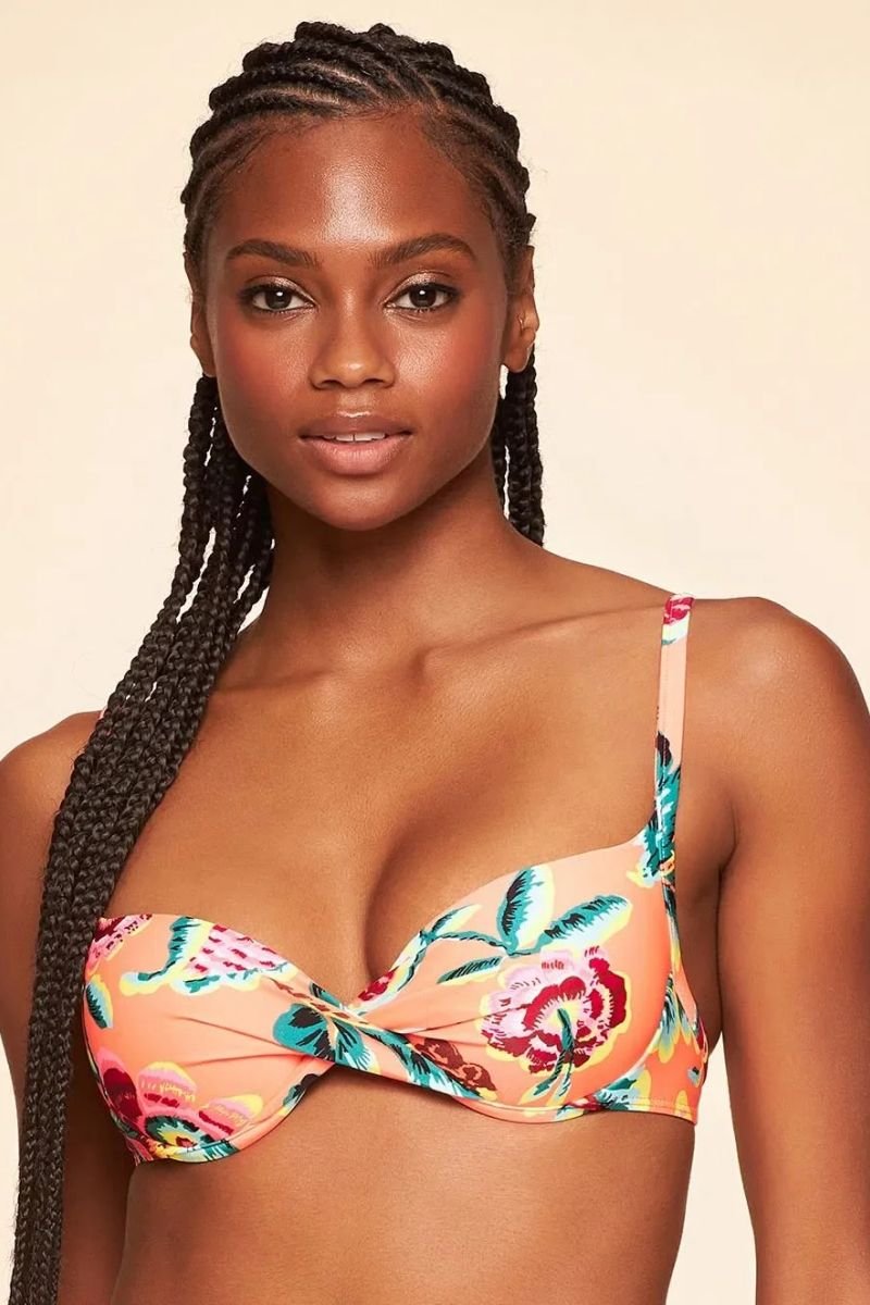 Top Meia Taça Estampa Coleção Pé Na Areia - Cia Marítima - Laranja_Estampado
